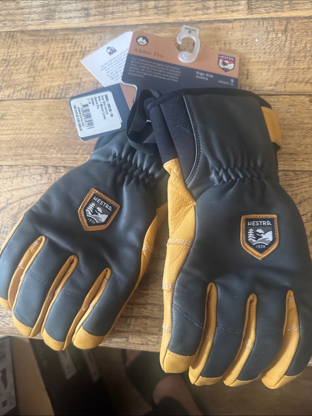 Hestra Men's Black and Tan Leather Winter Gloves